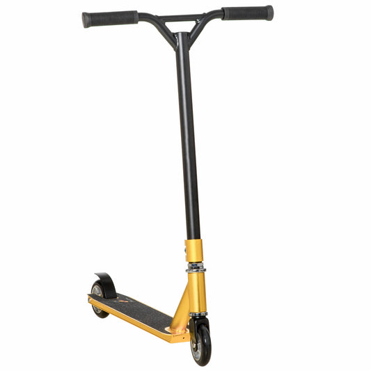 HOMCOM Stunt Scooter, 360√Ç¬∞ Entry Level Tricks Scooter w/ Lightweight Aluminium Deck and ABEC 7 Bearing, For Age 14+ Beginners, Gold Tone