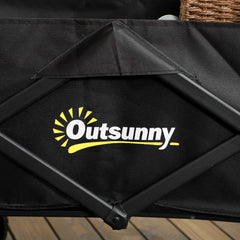 Outsunny Folding Steel Frame Garden Storage Cart, with Wheels and Handle - Black