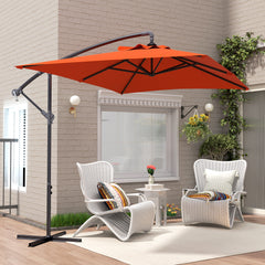 Outsunny 3(m) Cantilever Overhanging Parasol, with Cross Base - Orange