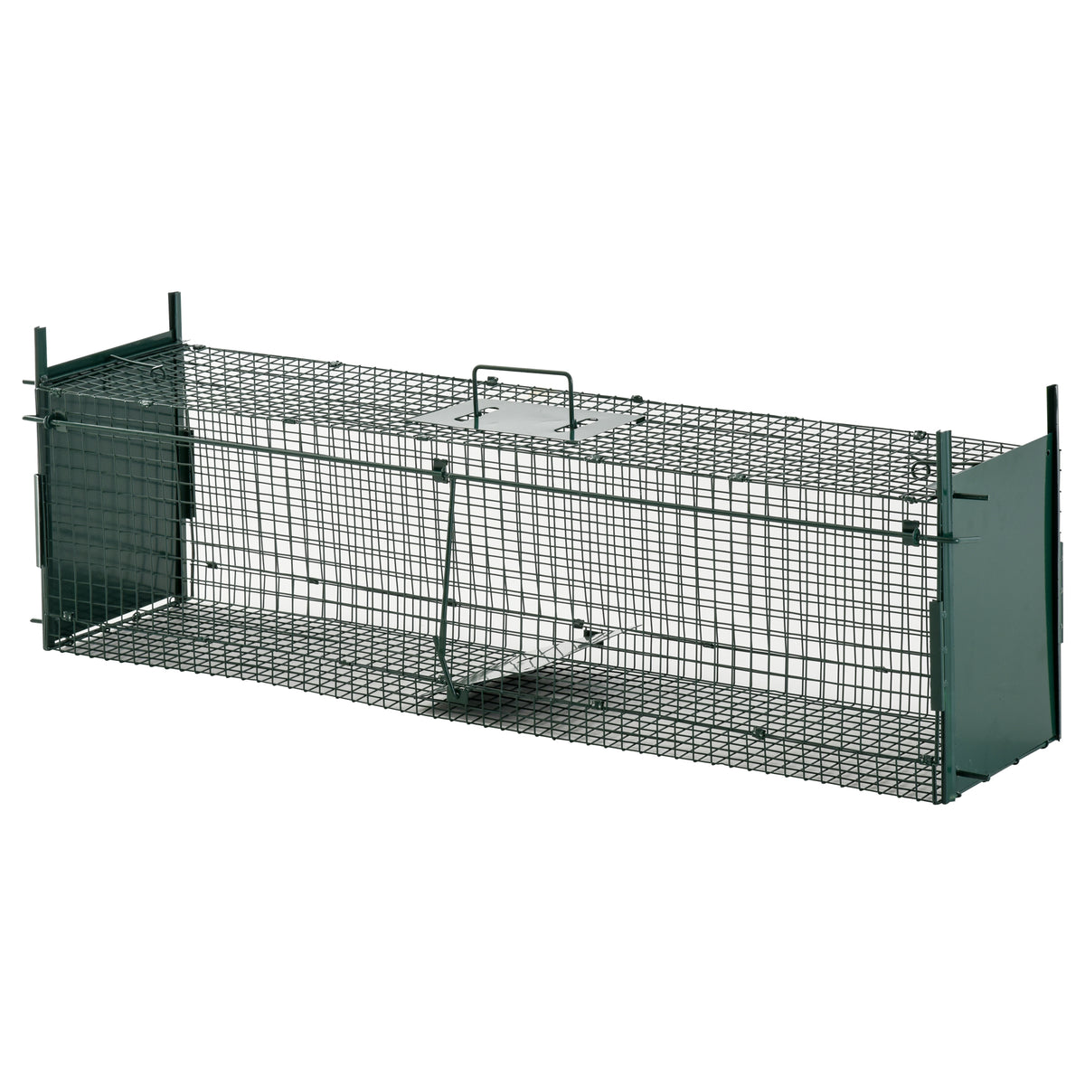 PawHut Two-Door Live Trap for Small Animals, Animal Trap for Rat, Mice - Dark Green