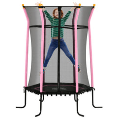 HOMCOM Kids Trampoline Mini Bouncer with Enclosure Safety Net For Ages 3-10 Years - Pink