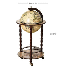 HOMCOM Retro Globe Drink Cabinet MDF w/ Wheels Brown