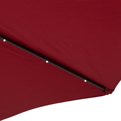 Outsunny 2.7m Patio Garden Umbrella Outdoor Parasol with Tilt Crank and 24 LEDs Lights (Red)