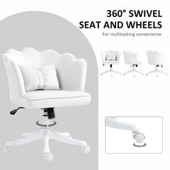 HOMCOM Velvet-Feel Petal Back Office Chair - White