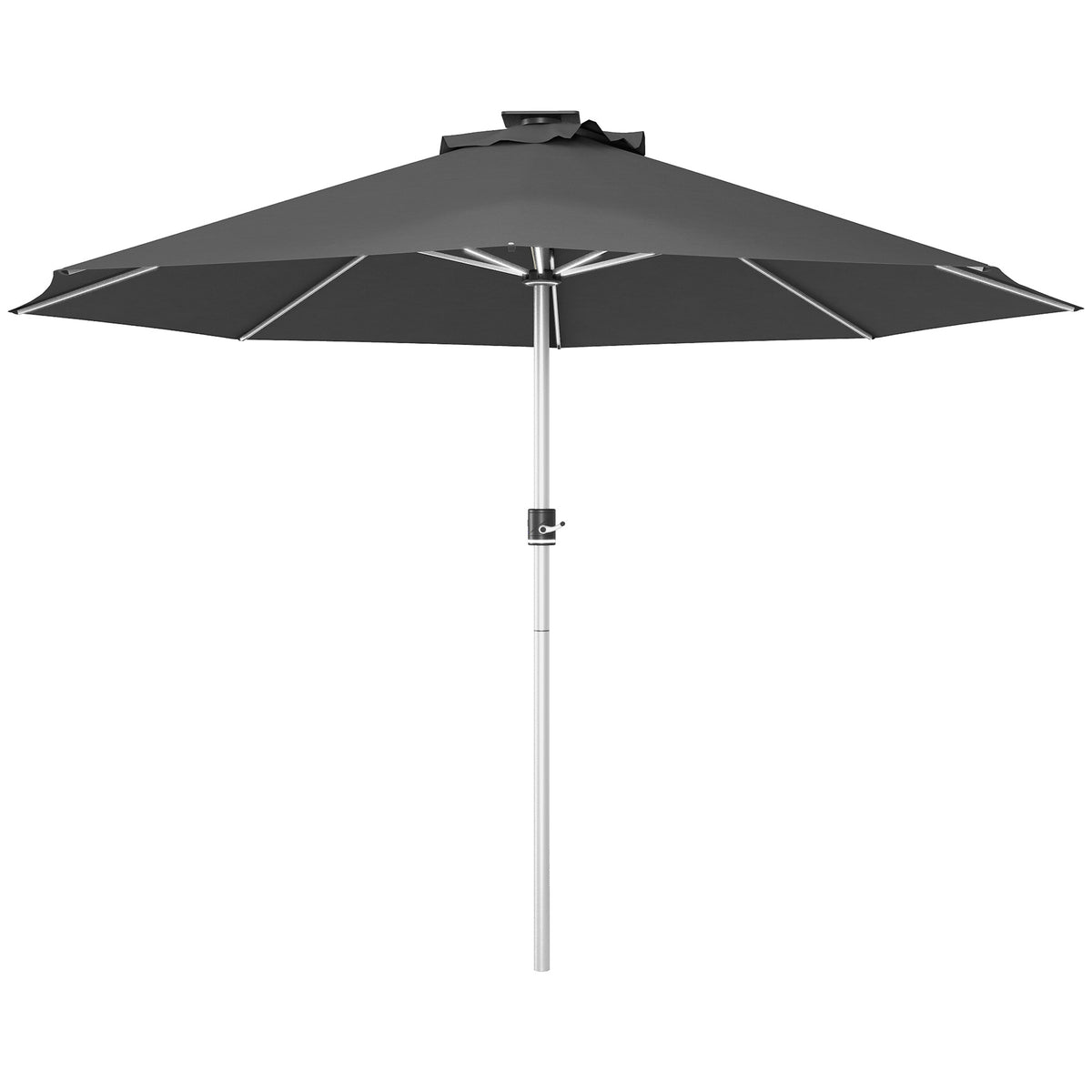 Outsunny 3m Parasol, with Solar-Powered LED Lights - Grey