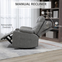 HOMCOM Thick Padded Faux Leather Recliner Armchair - Light Grey