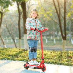 AIYAPLAY Electric Scooter for Ages 6-14, with Colourful Light and Electric Brake, Electric Scooter E Scooter, Up to 10 KM/H & 8 KM, Red