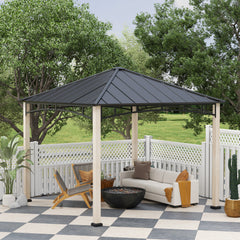 Outsunny 3 x 3 m Decorative Metal Gazebo - Black/Wood-Effect