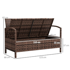 Outsunny 125L Storage Garden Bench, with Cushion - Brown