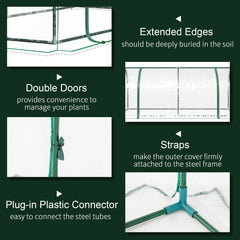 بيت زجاجي للزراعة من Outsunny Tunnel Green Grow House للحديقة الخارجية، إطار فولاذي، غطاء من البولي إيثيلين، شفاف، 200 × 100 × 80 سم