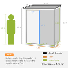 Outsunny 5ft x 3ft Metal Garden Storage Shed, Outdoor Tool Shed with Sloped Roof, Lockable Door for Tools, Equipment, Green