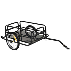 HOMCOM Bike Cargo Trailer in Steel Frame Extra Bicycle Storage Carrier with Hitch-Black