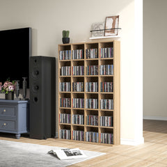 HOMCOM CD Storage Unit with Adjustable Shelves, 89 x 130.5 cm, Nature Wood Finish