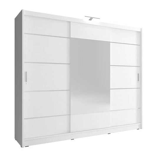 White wardrobe with sliding doors on a white background
