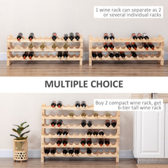 HOMCOM Three-Tier, 36 Bottle Wooden Wine Rack - Natural