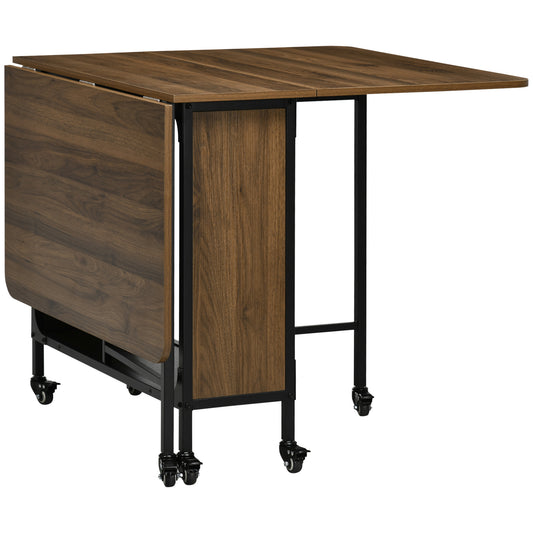 HOMCOM Six-Person Drop Leaf Dining Table - Brown/Black