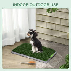 PawHut Artificial Grass Dog Toilet with Tray for Potty Training Indoor Outdoor, 2 Packs, 67 x 41cm