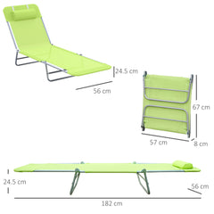 Outsunny Single Folding Sun Lounger - Green