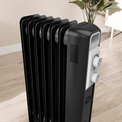 HOMCOM 1.5kW Seven Fin Oil-Filled Radiator - Black