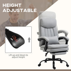 Vinsetto Office Chair, Ergonomic Desk Chair with 6-Point Vibration Massage and Lumbar Heating, Computer Chair with Lumbar Support Pillow, 155√Ç¬∞ Reclining Back and Footrest, Grey