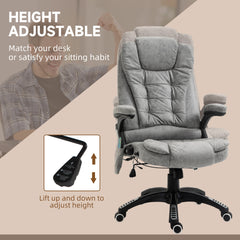 Vinsetto Massage Recliner Chair Heated Office Chair with Six Massage Points Microfiber Cloth 360√Ç¬∞ Swivel Wheels Grey