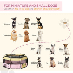 PawHut Fabric Pet Whelping Box Dog Cat Puppy Playpen Rabbit Guinea Pig Play Pen in Pink With Carry Bag Small Dia 90 x 41Hcm