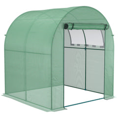 دفيئة Outsunny Walk in Polytunnel، دفيئة للحديقة مع نافذة وباب قابلين للطي، 1.8 × 1.8 × 2 متر، أخضر