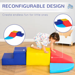 ألعاب تعليمية ملونة للأطفال الصغار مكونة من 4 قطع من HOMCOM Soft Play لتسلق وزحف السلالم والمنحدرات للأطفال الصغار في سن ما قبل المدرسة