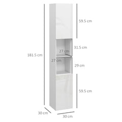 kleankin Multi-Storage Slim Bathroom Cabinet - High Gloss White