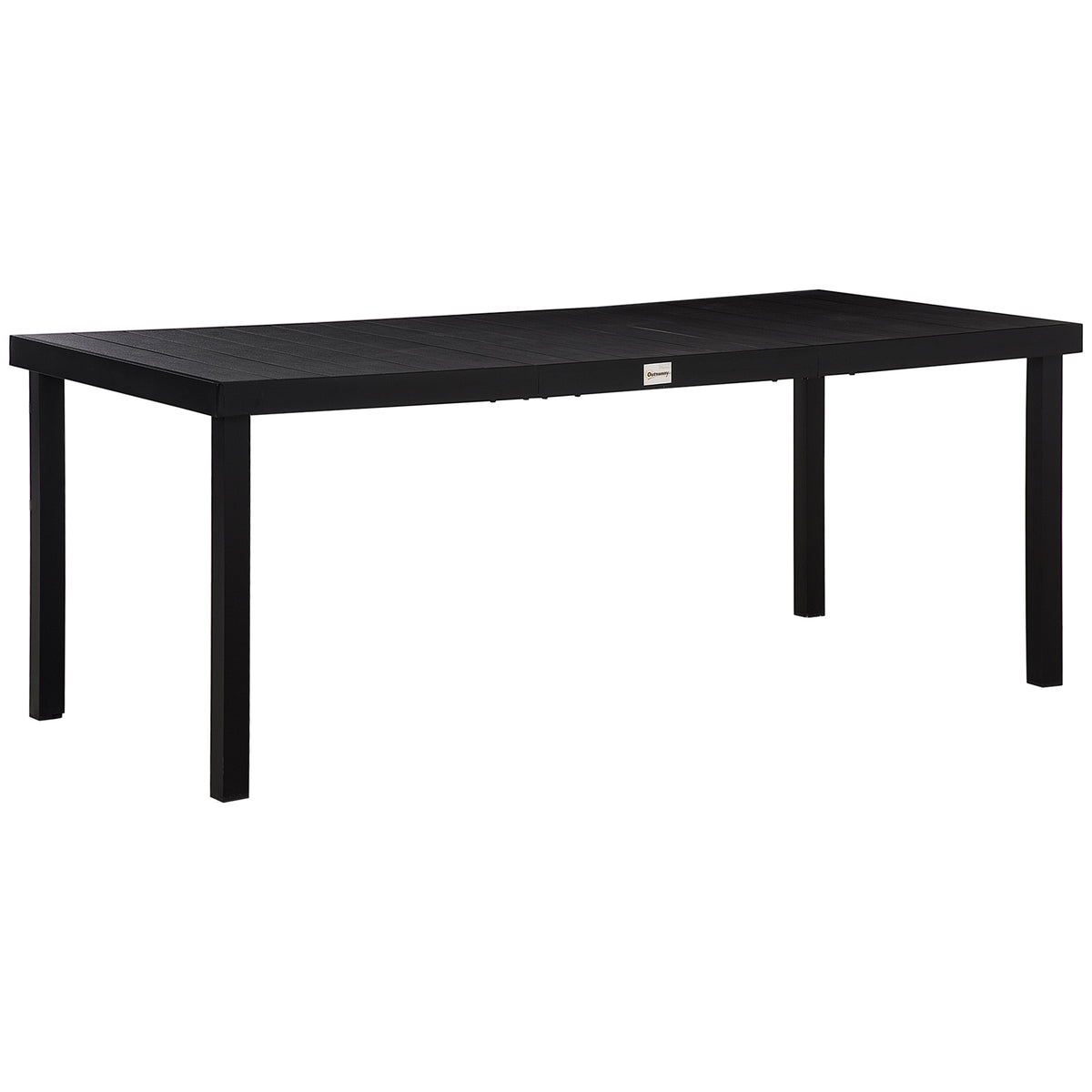 Outsunny Aluminium Outdoor Garden Dining Table for 8 People, Faux Wood Top, for Garden, Patio, 190 x 90 x 74cm, Black