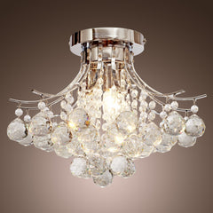 HOMCOM Crystal Chandeliers, K9 Droplets Ceiling Light with 3 E14 Bulb Base, Pendant Lights for Living Room, Bedroom, Dining Room, Hallway, Kitchen