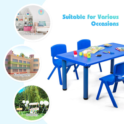 Waterproof Rectangular Kids Table with Anti-slip Foot Mats-Blue