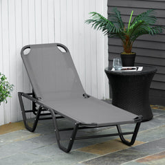 Outsunny Sun Lounger Relaxed Recliner with 5-Position Adjustable Backrest Aluminium Frame for Pool, Sun Bathing, Grey