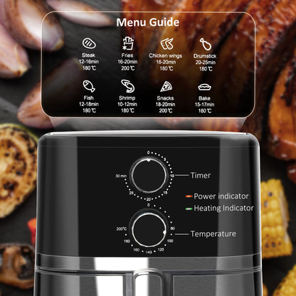 HOMCOM 4.5L Air Fryer, 1500W Air Fryer Oven with Rapid Air Circulation, Adjustable Temperature, Timer and Nonstick Basket for Oil Less or Low Fat Cooking, Black