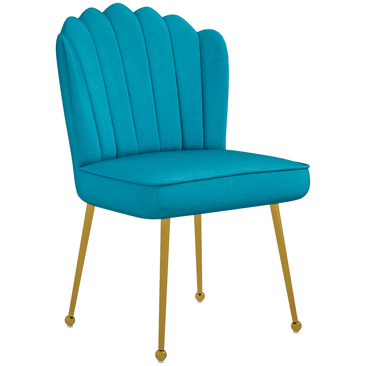 HOMCOM Velvet-Feel Shell Accent Chair - Blue