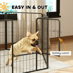 PawHut 6 Panels Dog Playpen, Portable Detachable Puppy Pen with Door, for Medium Dogs, 80cm High, Black