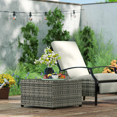 Outsunny 62 x 62cm Glass-Top Rattan Side Table - Light Grey