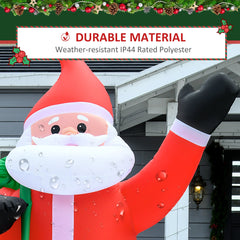 HOMCOM 8ft Christmas Inflatable Santa Holiday Yard Decoration with LED Lights, Indoor Outdoor Lawn Blow Up Decor