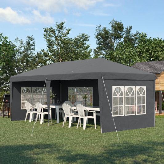 Outsunny 3 x 6m Pop-Up Gazebo, with Removable Walls - Grey