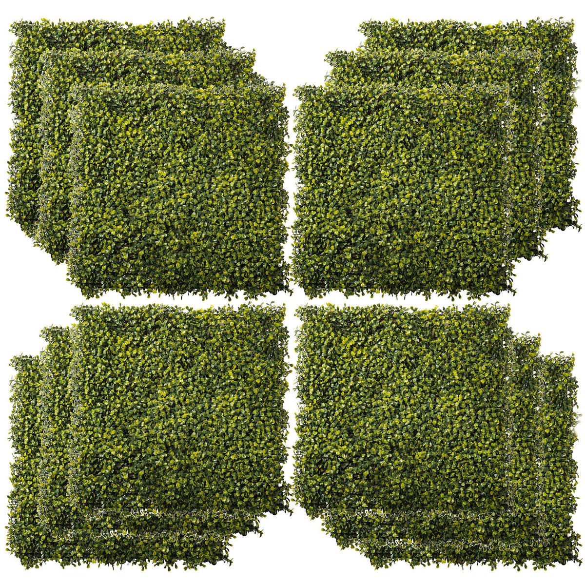 Outsunny 12PCS Artificial Boxwood Wall Panels 50cm x 50cm Grass Privacy Fence Screen Faux Hedge Greenery Backdrop Encrypted Milan Grass for Home Garden Backyard Balcony