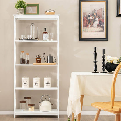 5-Tier Modern Bookcase with Open Shelves-White