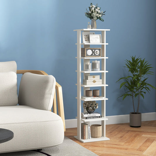 Wooden Vertical Shoe Rack with 7 Shelves-White