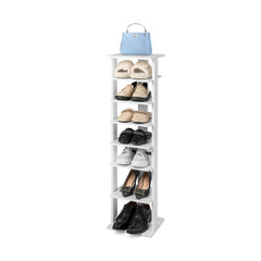 Wooden Vertical Shoe Rack with 7 Shelves-White