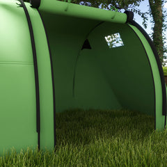 Outsunny Four Man Duo Room Tunnel Tent, with Accessories - Green