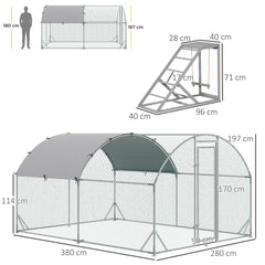 PawHut Walk In Chicken Run with Chicken Activity Shelf and Cover, 2.8 x 3.8 x 2m