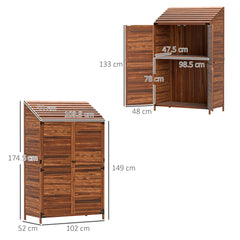 Outsunny 59 x 103.5 cm Two-Tier Wooden Garden Shed - Brown