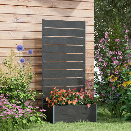 Outsunny 34 x 69.5cm Garden Planter Box, with Back Trellis, Black