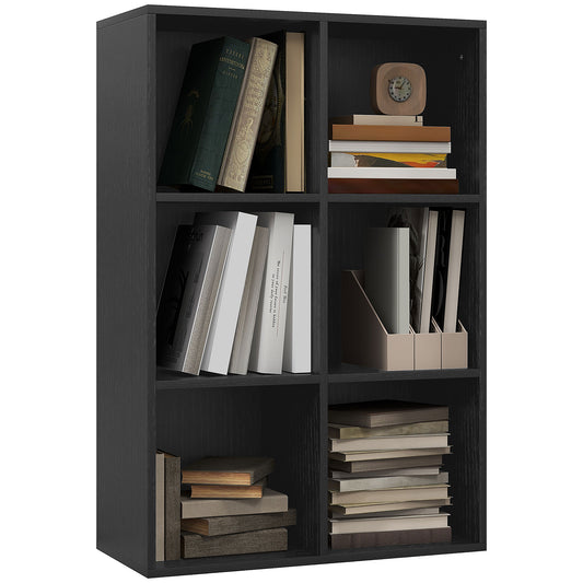 HOMCOM Six-Cube Bookcase - Black Wood Effect