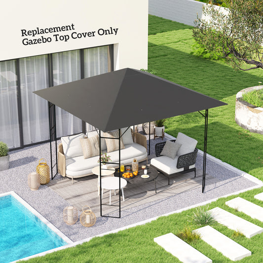 Outsunny 3 x 3(m) Gazebo Canopy Replacement Cover, Garden Gazebo Roof Replacement with Drain Holes, Water Resistant PVC Coating, 370g/√£≈Ω¬°, UPF30+, TOP COVER ONLY, Grey