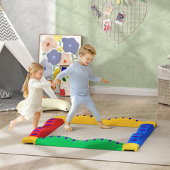 AIYAPLAY 12-Piece Kids Balance Beam Stepping Stones, with Non-Slip Foot Pads, Multicoloured